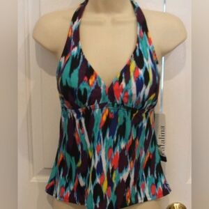 Catalina Teal Purple Multicolor Halter Swim Top